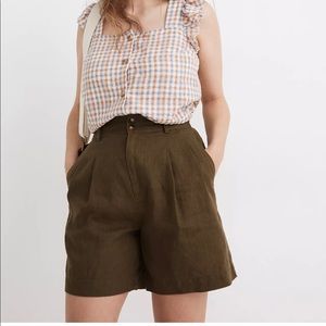 Madewell BLACK linen pleated shorts